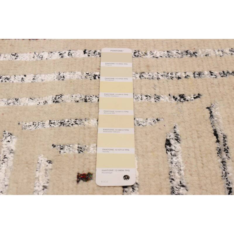 ECARPETGALLERY Hand-knotted Silk Shadow Cream Viscose, Wool Rug - 4' 9" x 7' 3"