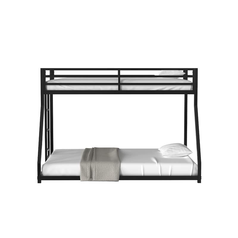 Twin-over-Full Metal Bunk Bed with Interchangeable Ladder and 22-Slat Support System