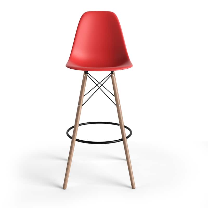 Paris Bar Height Stools (Set of 2) - Red / Natural Legs