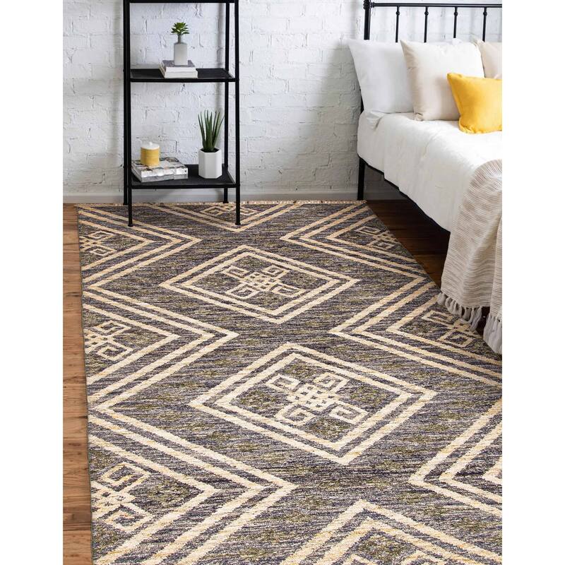 ECARPETGALLERY Flat-Weave Ankara FW Dark Grey Wool Kilim - 5'3 x 8'1