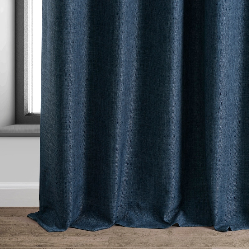 Exclusive Fabrics Faux Linen 100% Blackout Curtains Heat and Light Blocking - (1 Panel)