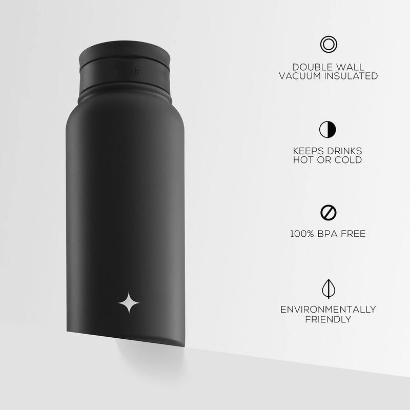 JoyJolt Vacuum Insulated Stainless Steel Water Bottle with Flip Lid & Sport Straw Lid - 32 oz