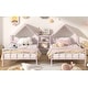 preview thumbnail 21 of 28, Metal Double Twin Size Platform Bed with House-shaped Headboard and Built-in Nightstand, White