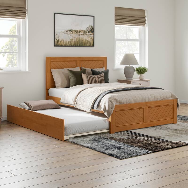 AFI, Canyon Platform Bed with Matching Footboard & Trundle - Light Toffee - Full
