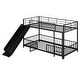 preview thumbnail 20 of 18, Twin Over Twin Metal Bunk Bed with Slide, Guardrails, Convertible Loft, Sturdy Steel Frame, and Safety Gate, White