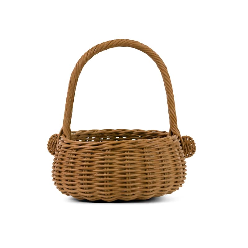 Hand Woven Bear Rattan Wedding Flower Girl Basket Easter Decorative Home Decor Bin Organizer Storage Cute Handmade Decoration