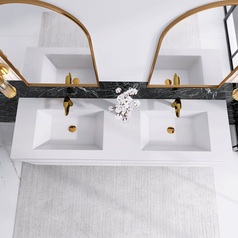 72 inch Wall-Mounted Bathroom Vanity Set with Integrated Resin Sink