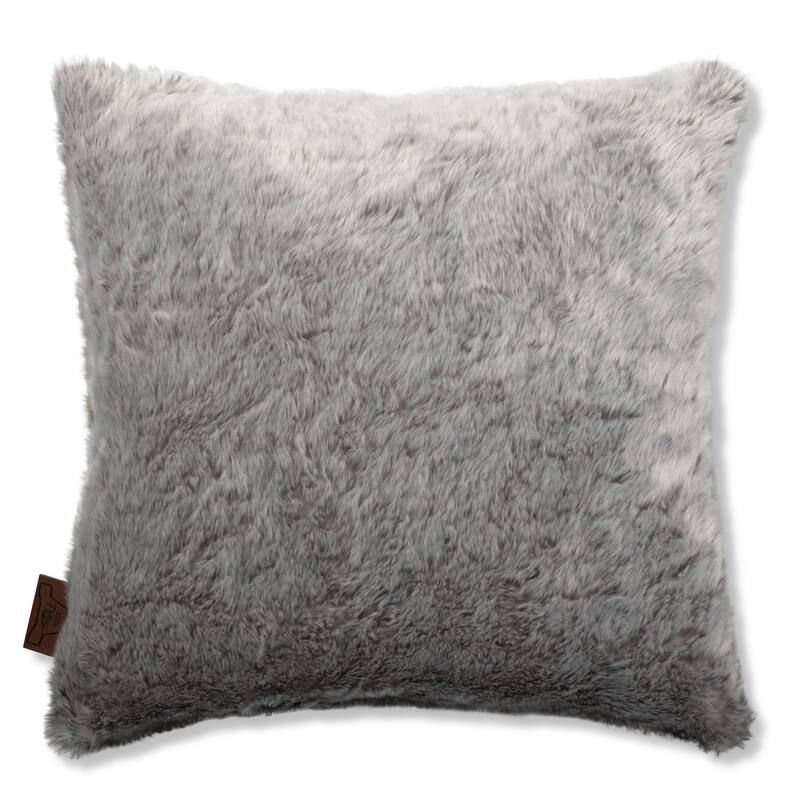 18x18 2-tone Fabulous Fake Fur Throw Pillow Grey Arctic Wolf, 1 PCS