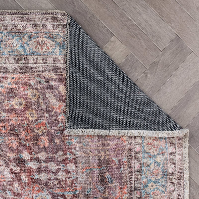 World Rug Gallery Vintage Distressed Bordered Washable Area Rug