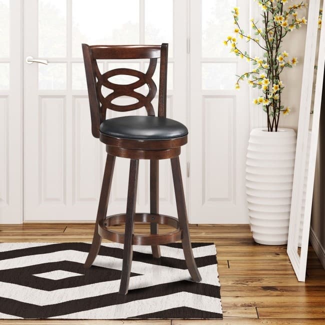 Counter Height Upholstered Espresso Swivel Dining Chair-29" - 17.5" x 19" x 38"