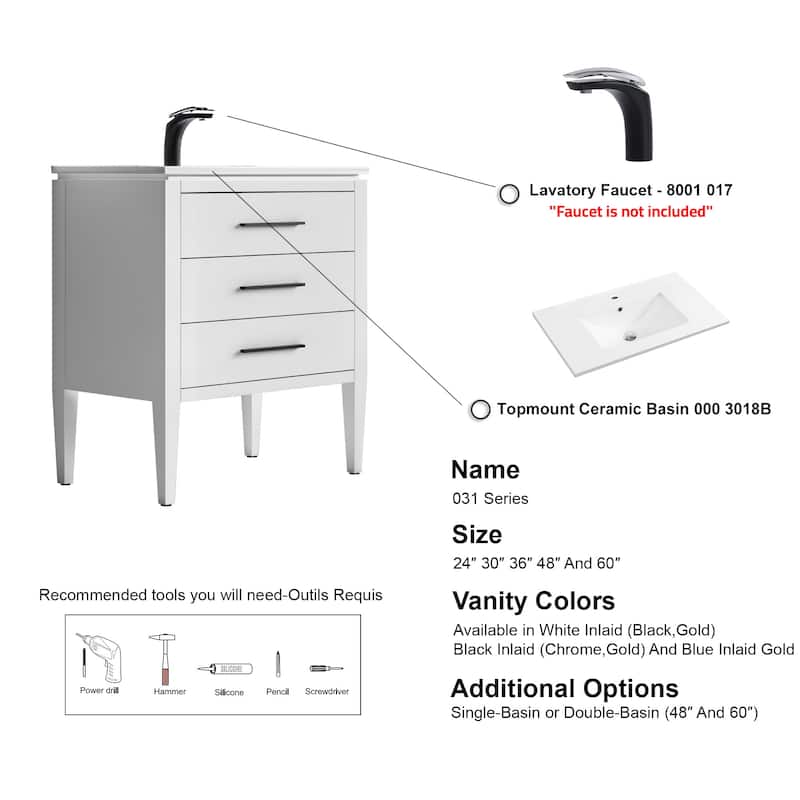 Ayer 30" Single Bathroom Vanity Set - 18D x 30W x 34H
