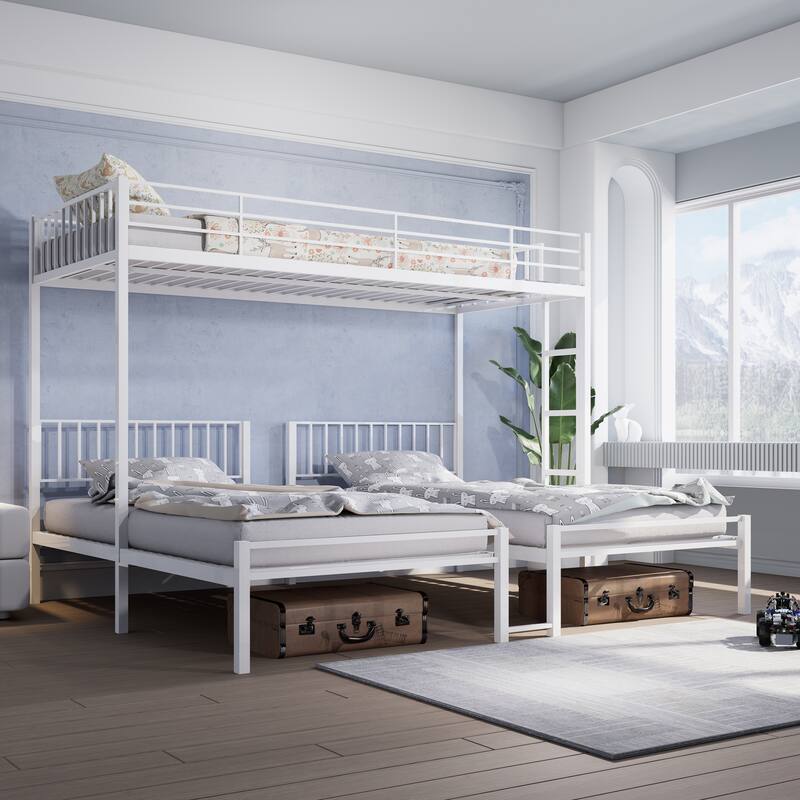Twin Triple Bunk Bed for Kids, 3 Bed Bunk Beds for 3, Metal Triple Bunk Beds, Separates Into 3 Twin Beds
