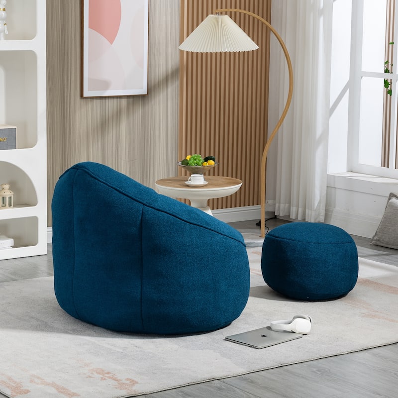 Roomfitters Bedding Bean Bag Sofa Chair - High Pressure Foam Bean Bag Chair for Adults with Padded Foam Padding and Footrest