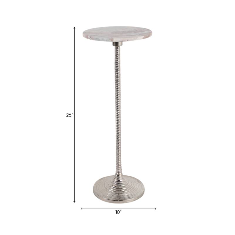 Metal and Stone Accent Table with Aluminum Base - Modern Stylish Side Table for Home Decor