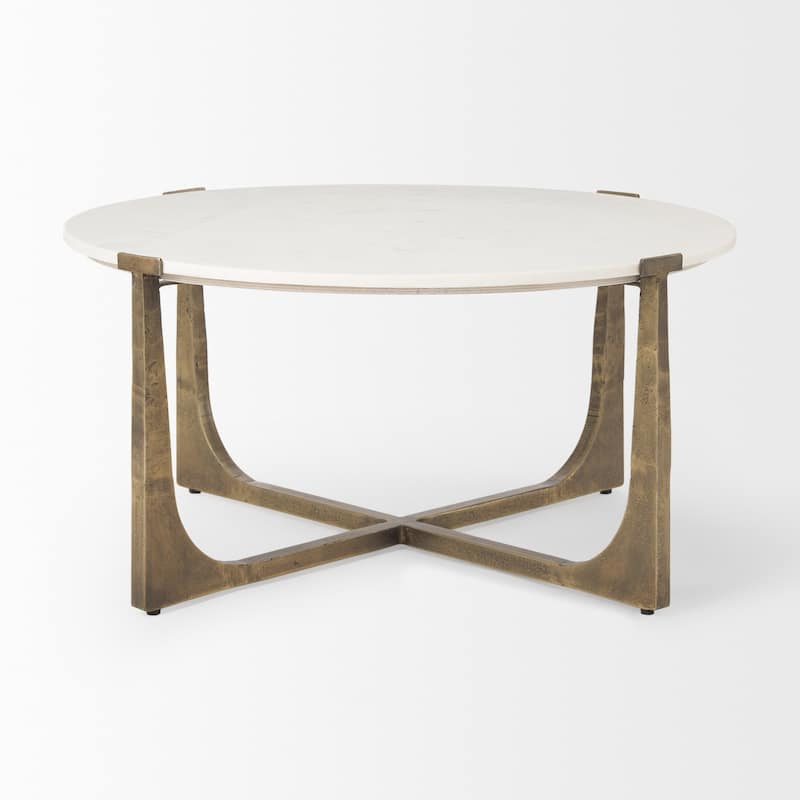 Atticus Black Wood and Antiqued Gold Metal Coffee Table
