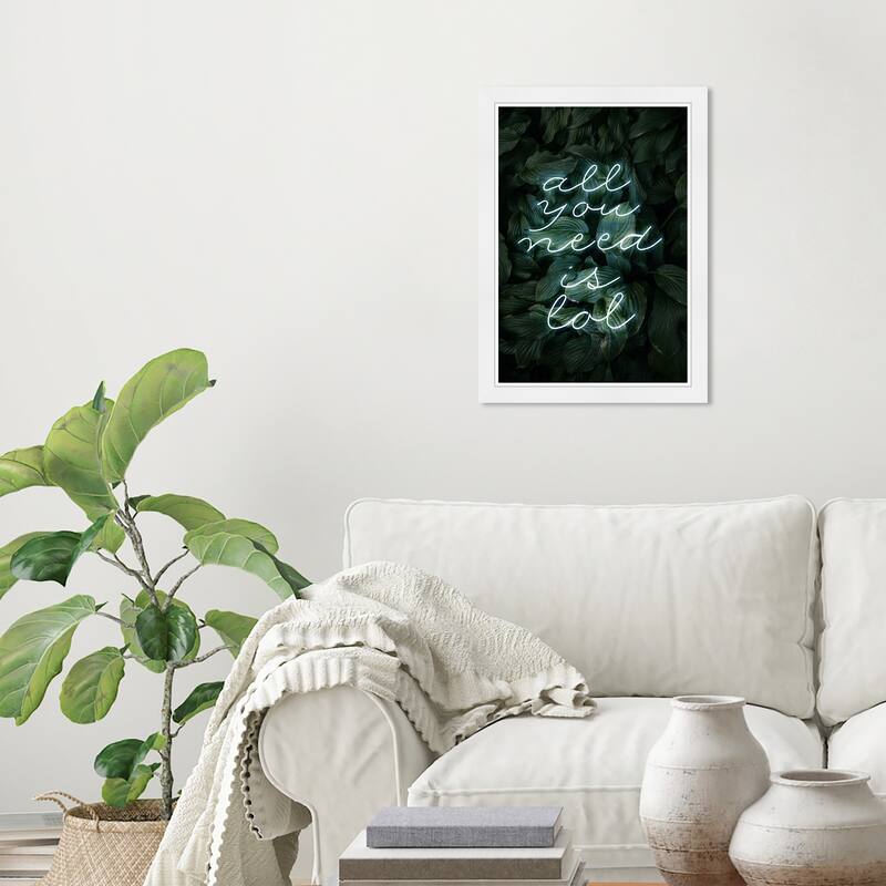 Wynwood Studio Prints Typography and Quotes All You Need Green and Dark Green Tropical Wall Art Canvas Print - White