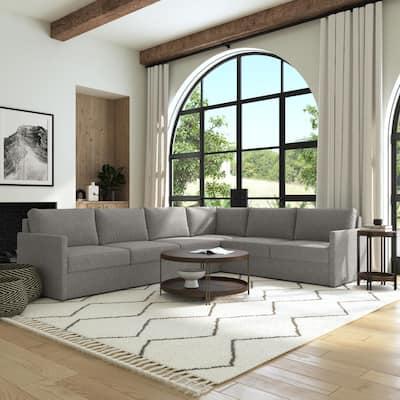 Flex 6-Seat Upholstered Modular Sectional by Flexsteel - Pebble Gray - 133" x 37" x 103"