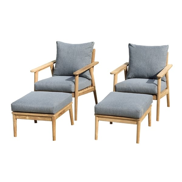 Amazonia 4Piece Teak Wood Patio Seating Set with Grey Cushions Bed