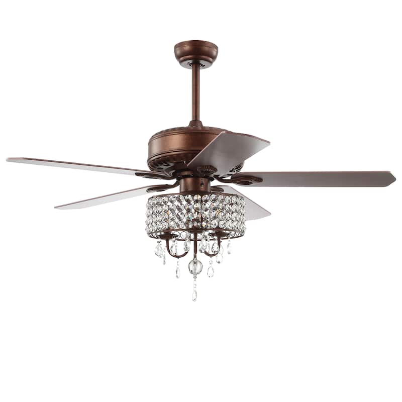 Kristie 52" 3-Light Crystal LED Chandelier Fan With Remote, Oil Rubbed Bronze by JONATHAN Y