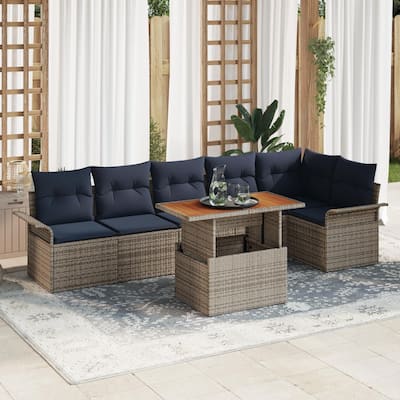 vidaXL 7 Piece Garden Sofa Set with Cushions - 117.1×52.2×27.2