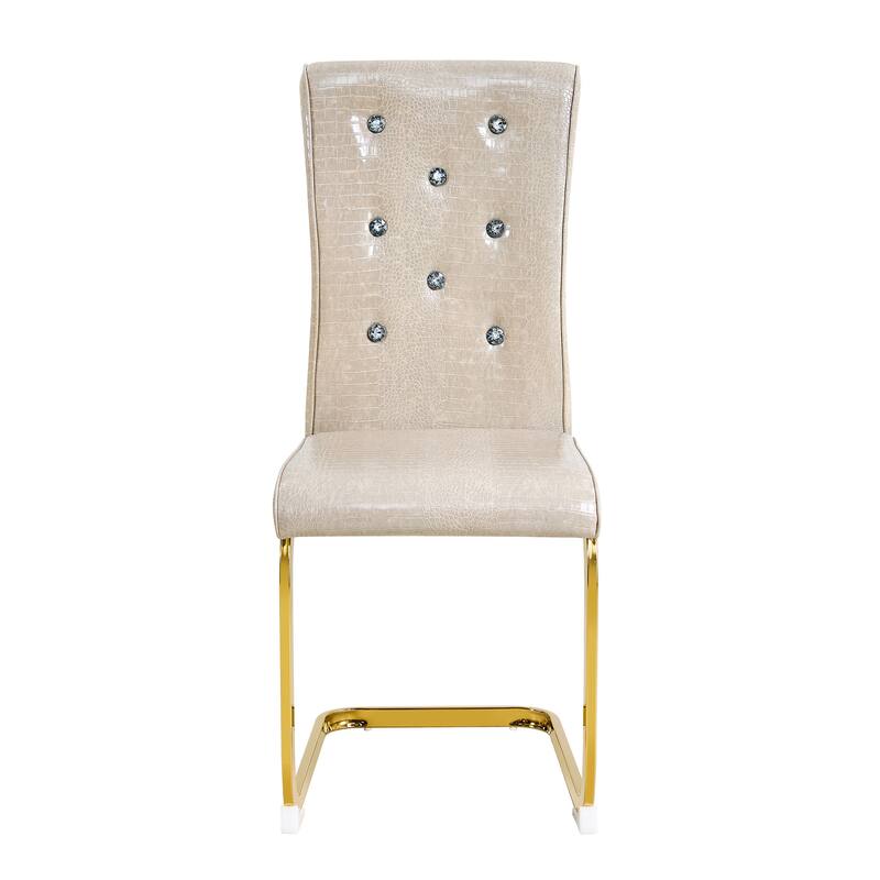 Beige Gold Dining Chair Side Chair Kitchen Chair Leisure Chair Lounge Chair Office Chair Armless Chair with Metal Legs