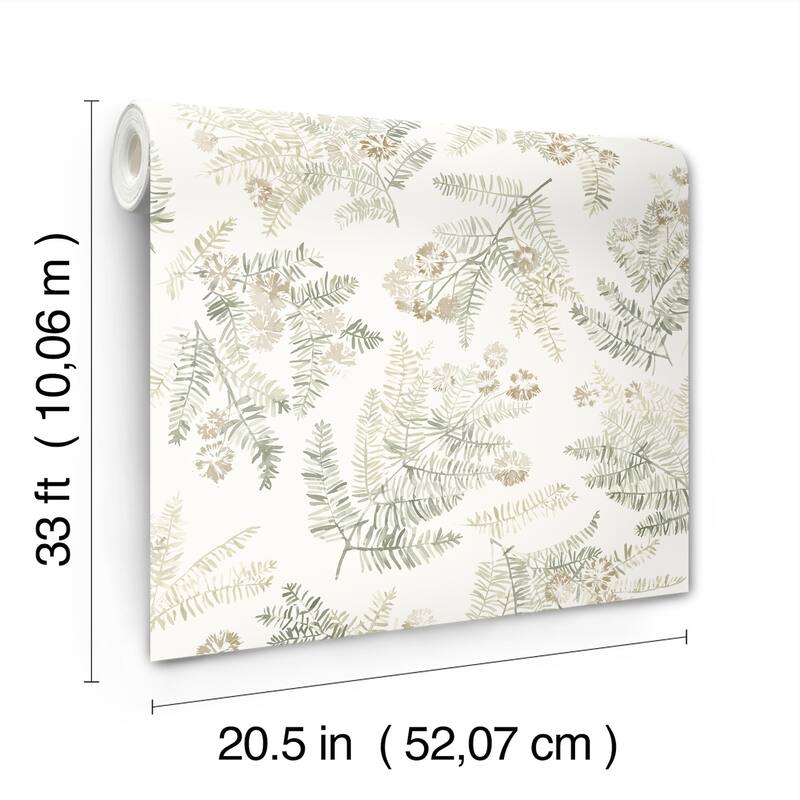 Chesapeake Frith Green Botanical Wallpaper