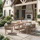 preview thumbnail 2 of 12, Outdoor Dining Set 7-Piece Acacia Wood Patio Rope-Woven Arm Chair and Dining Table with Umbrella Hole