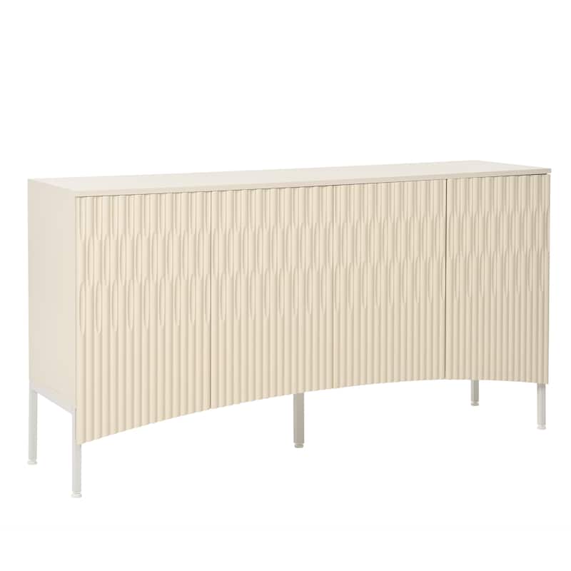 Elegant Sideboard Featuring Curved Bottom Doors with Arched Groove Design in a Stylish Four-Door Layout