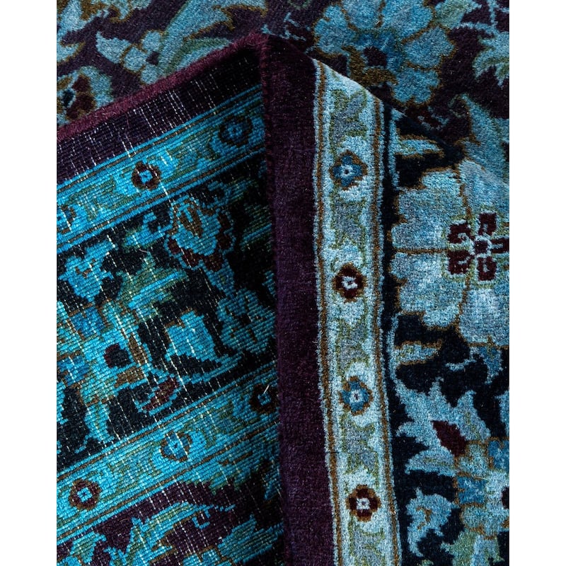 Overton Hand Knotted Wool Vintage Inspired Modern Contemporary Overdyed Blue Area Rug - 3' 3" x 5' 3"