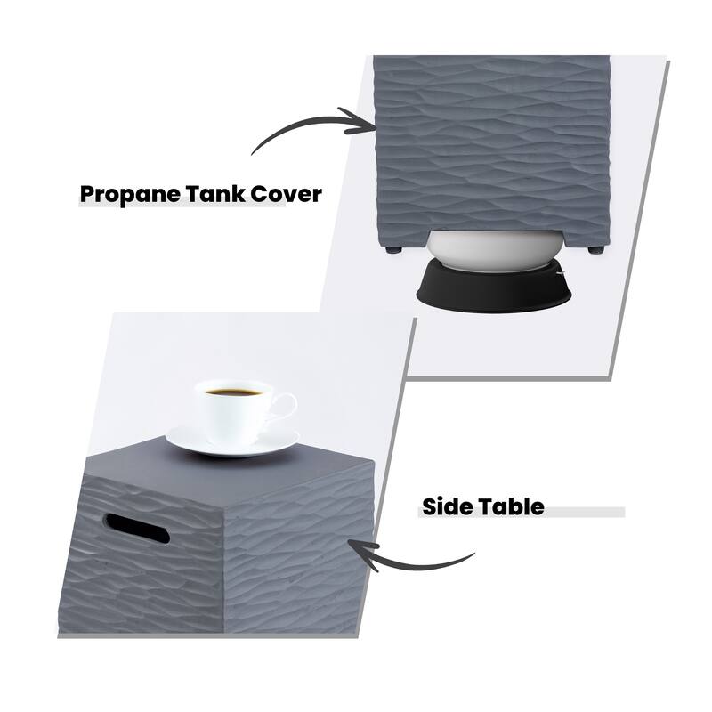 COSIEST Concrete Outdoor Propane Tank Cover Table