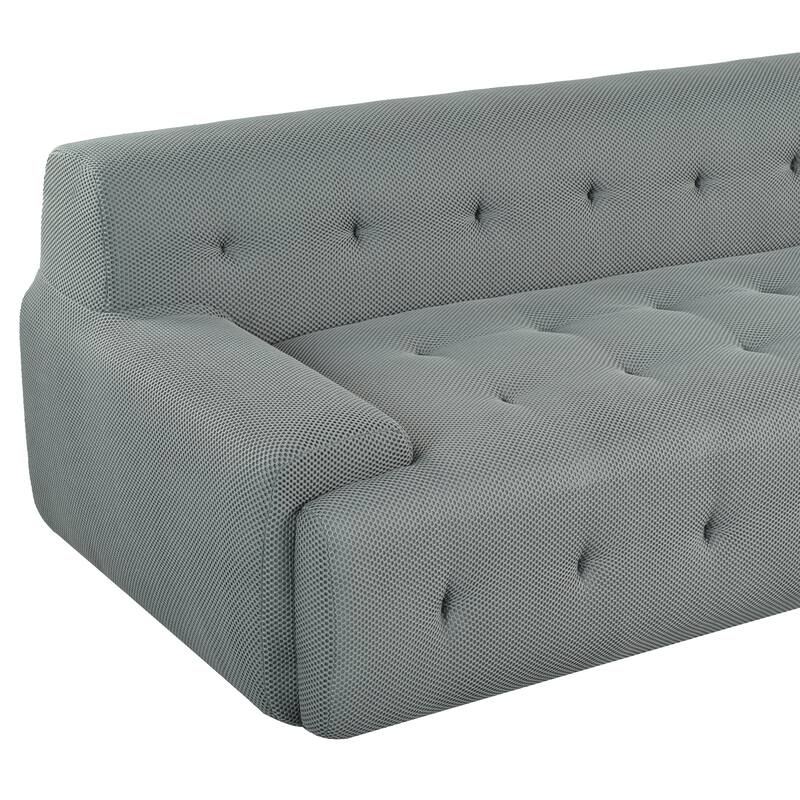 107" Polyester Mesh L-Shaped Modular Sectional Sofa with Deep Seat & Pocket Springs