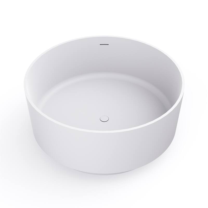 49 Inch Round Shape Freestanding Solid Surface Soaking Bathtub For Bathroom
