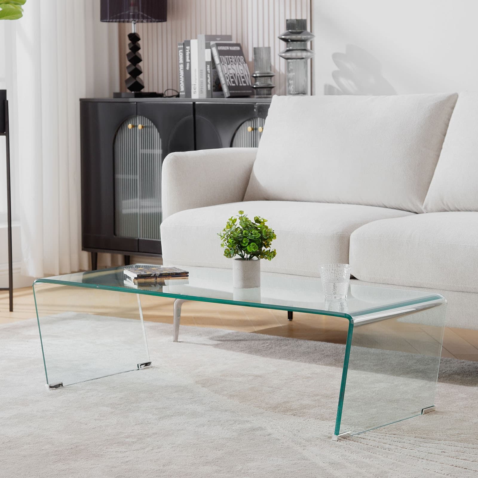 Clear tempered glass coffee table sale