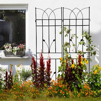 Rustproof Metal Garden Trellis for Climbing Plants, Outdoor Flower Support, 71" x 17.7"