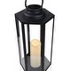 preview thumbnail 11 of 9, Alpine Corporation 18" Tall Outdoor Hexagonal Battery-Operated Metal Lantern with LED Lights, Black