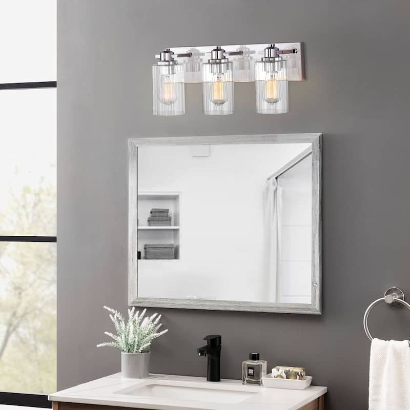 KAWOTI 3- Light Bathroom Vanity Light with Clear Glass Shade