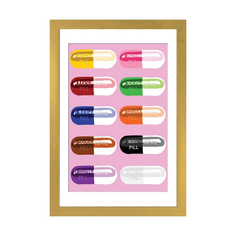 iCanvas "Pill Popper Pink" by Jaymie Metz - Gold - 32x24x1