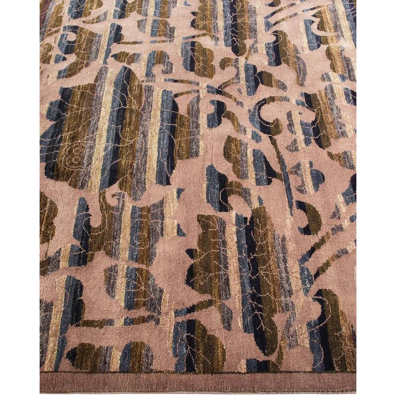 Overton Hand Knotted Wool Contemporary Abstract Beige Area Rug - 4' x 6'