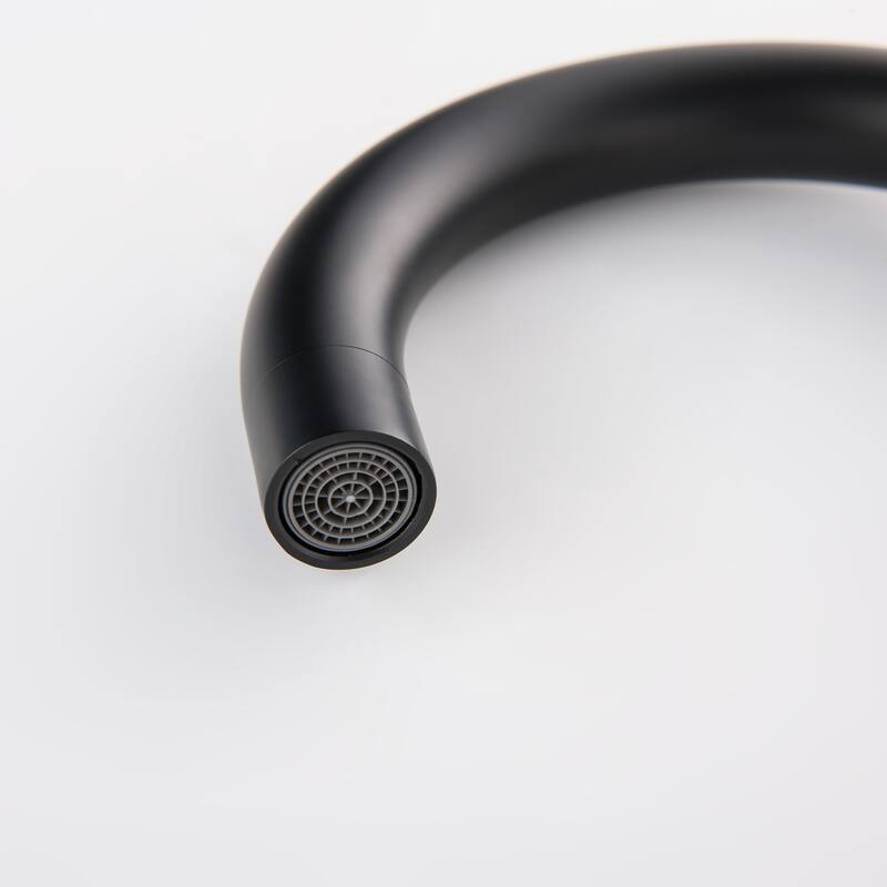 Classic Black 3-hole Gooseneck Bathroom Sink Faucet Widespread with 2 Handles