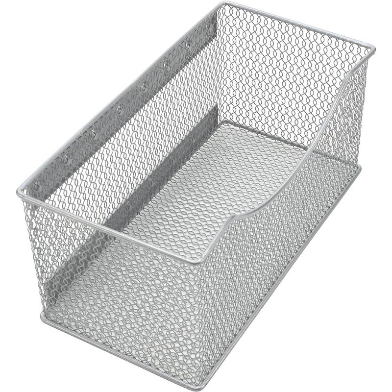Ybm Home Wire Mesh Magnetic Storage Basket, Trash Caddy, Office Supply Organizer Silver 11 in. L x 5.5 in. W x 5 in. H 4 Pack