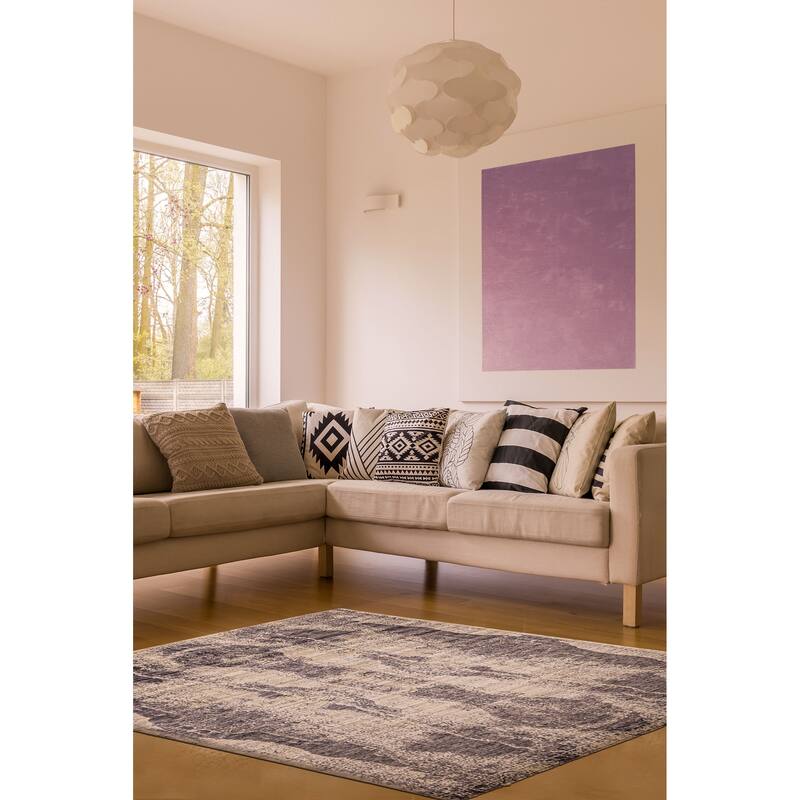 ECARPETGALLERY Hand Loomed Elysian Beige, Dark Grey Rug - 8'0 x 9'10