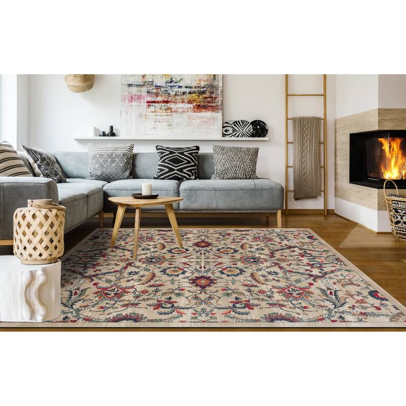 Noori Rug Soho Distressed Lizabeth Rug - 7'10 x 10'0" - Beige/Blue