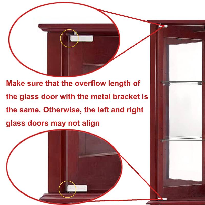 Corner Curio Cabinet with Lights, Floor Standing Display Cabinet with Adjustable Tempered Glass Shelves & Mirrored Back