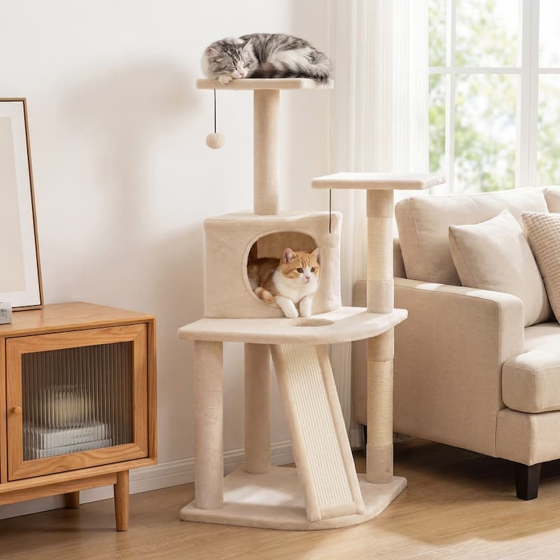 Gymax Cat Tree Multi-Level Cat Tower w/ Top Perches & Cozy Condo