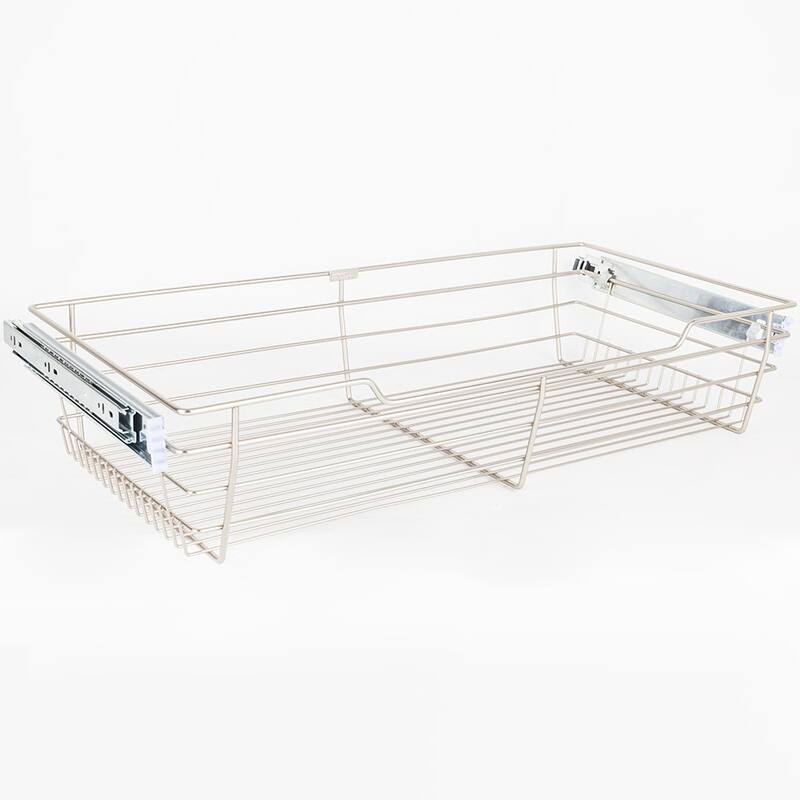 Hardware Resources 6" Tall Pull Out Wire Basket with Full Extension - Satin Nickel