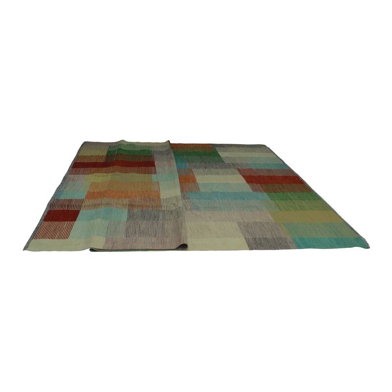 Hand-Woven Winchester Kilim Bennet Rust/Green Rug - 9'8" x 14'1"
