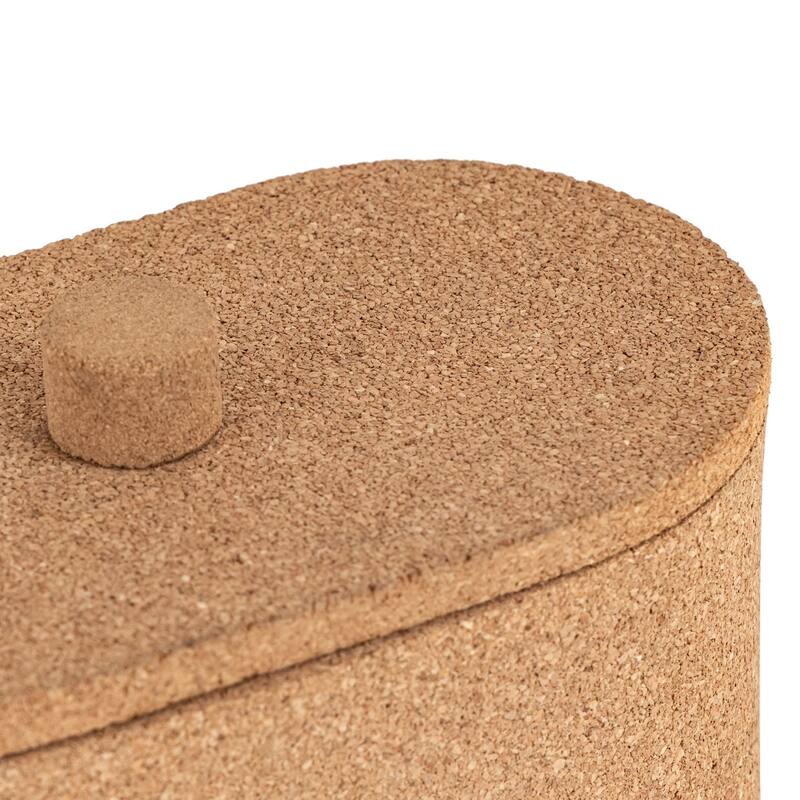 Oval Large Cork Storage Box with Lid - 9.5" - Beige