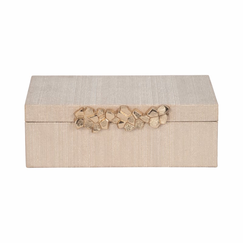 Sagebrook Home 12" Faux Leather Champage Shimmer Box - 14" x 10" x 6" - 12" x 8" x 4" - Shimmer Gold - 12" x 8" x 4"