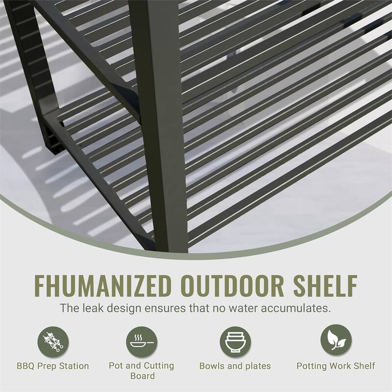 Outdoor Aluminum Kitchen Island with Storage Rack