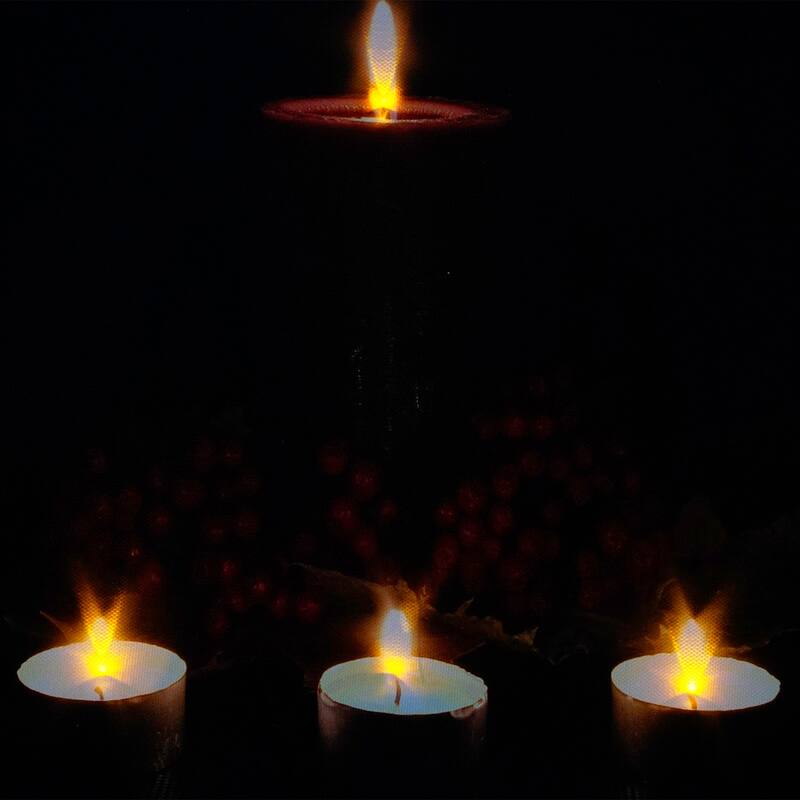 Red Green LED Lighted Candles Christmas Canvas Wall Art 12" x 15.75"